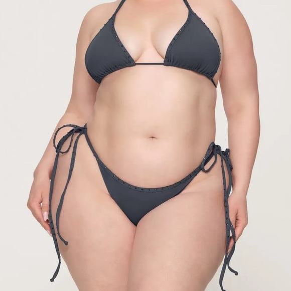 Skims Black Rhinestone Swim Triangle Bikini Set - Picture 2 of 11